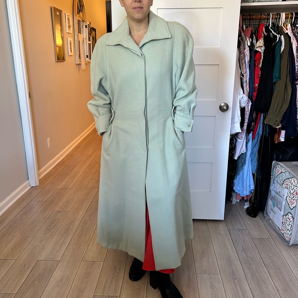 Vintage Mint Green Trench Coat